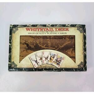Whitetail Deer Playing Cards with Dice Wood Case Original Box Sealed Cards